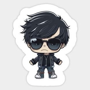 emo boy with sunglasses Sticker